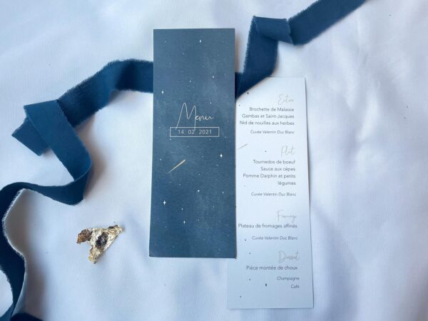 Menu mariage étoiles ciel lune nuit étoilée