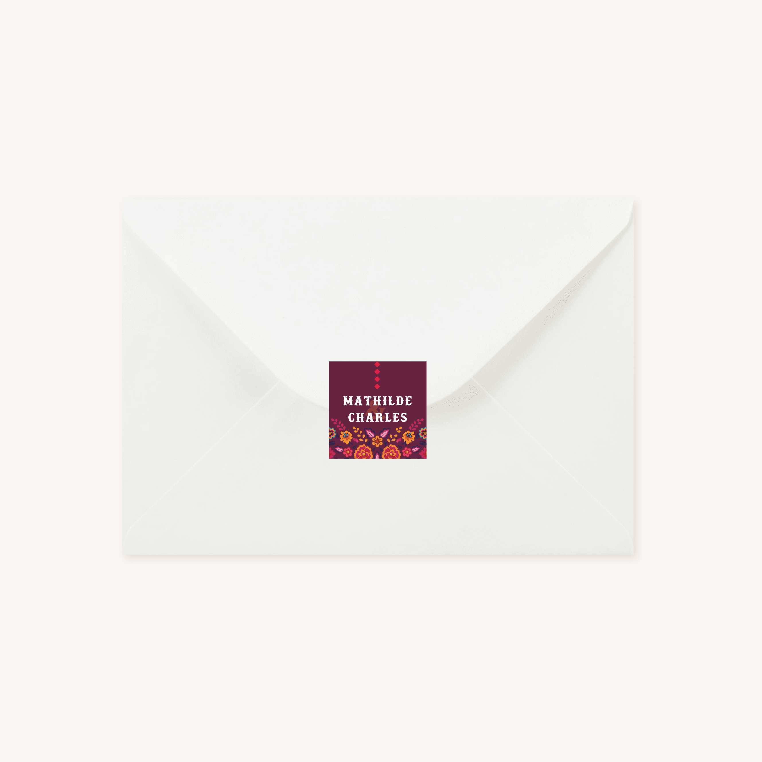 Étiquette adhésive enveloppe blanche mariage mexico dia de los muertos mexique fiesta colorful cinco de mayo