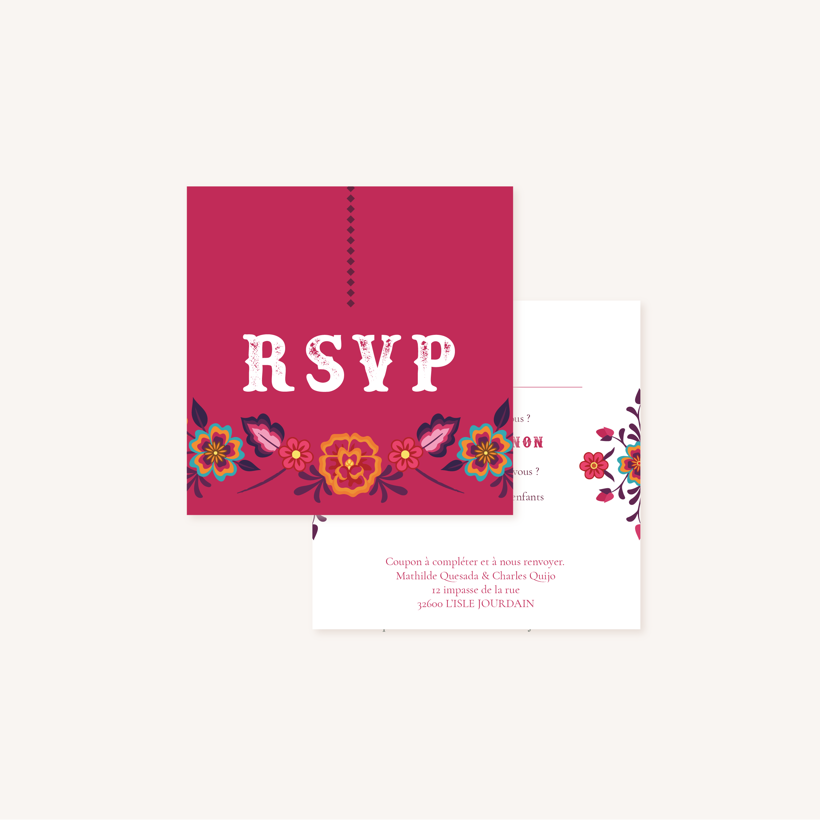 Carton RSVP mariage mexico dia de los muertos mexique fiesta colorful cinco de mayo