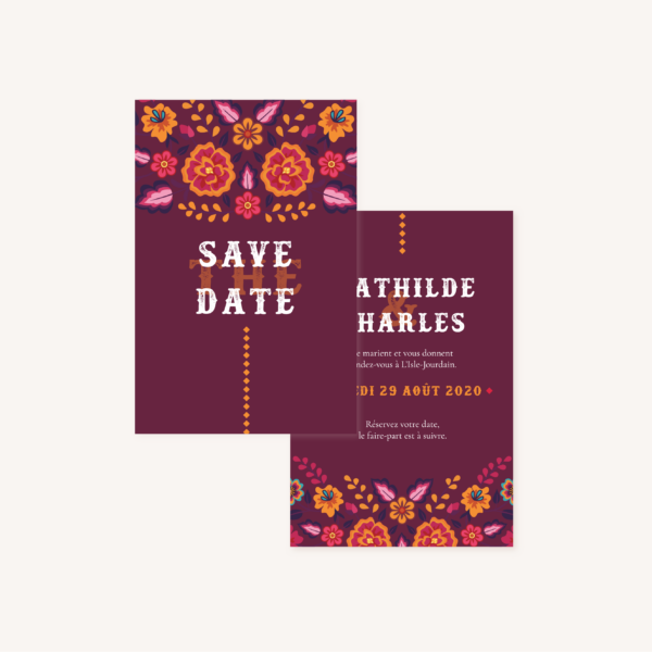 Save the date mariage mexico dia de los muertos mexique fiesta original colorful cinco de mayo