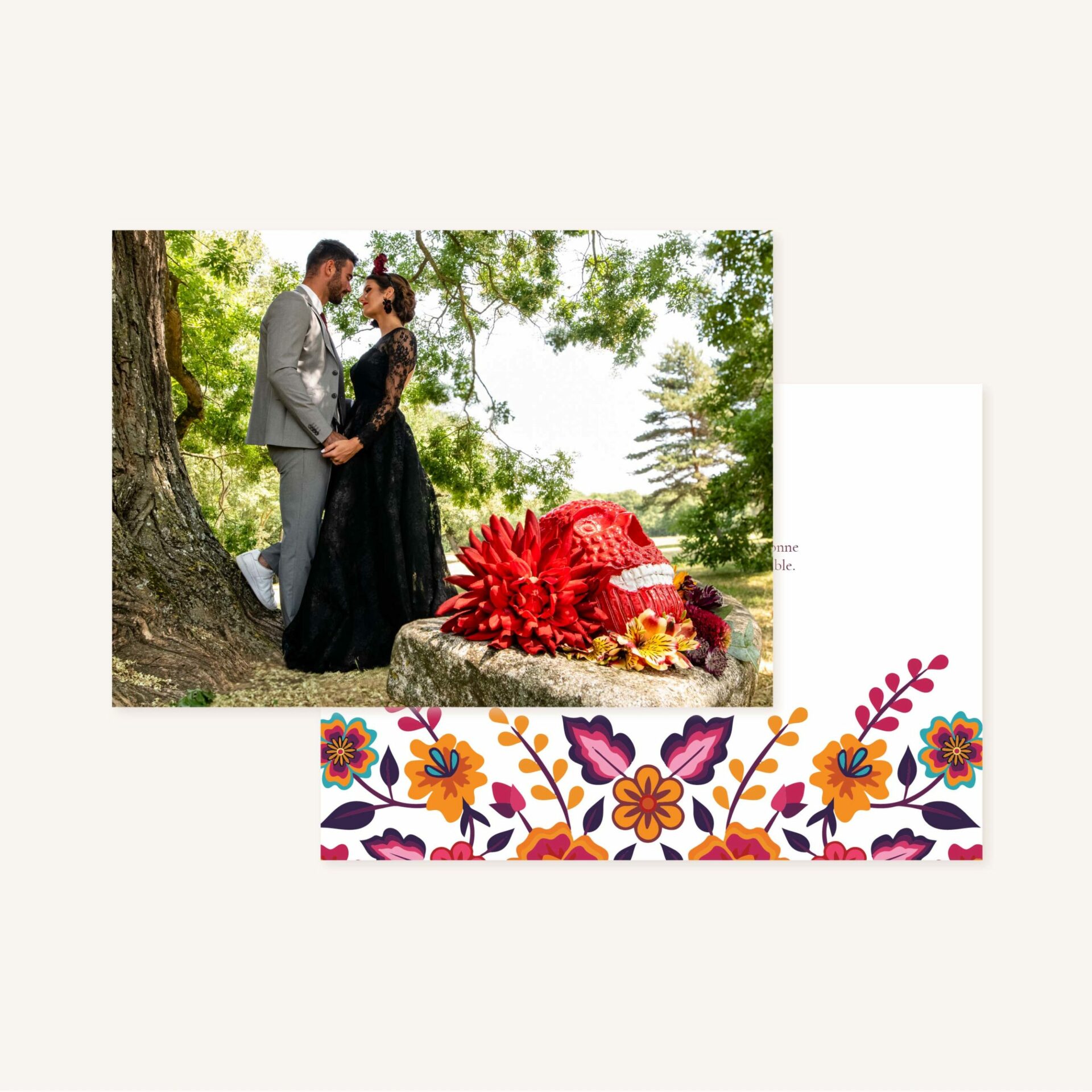 Carton de remerciements mariage mexico dia de los muertos mexique fiesta cinco de mayo