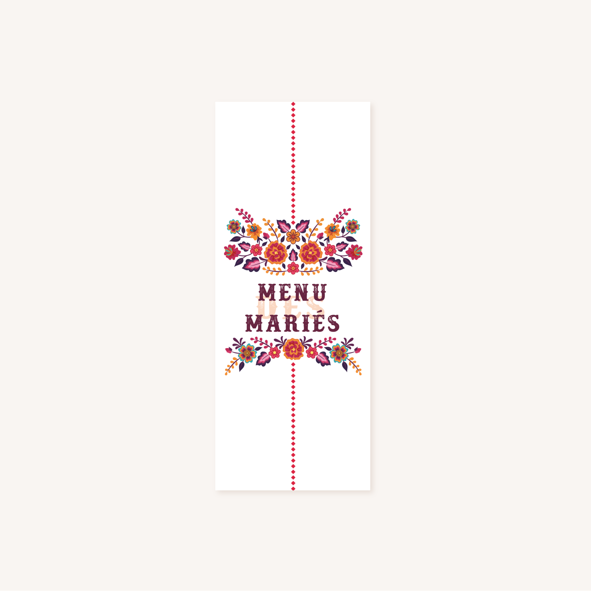 Menu individuel mariage mexico dia de los muertos mexique fiesta original cinco de mayo