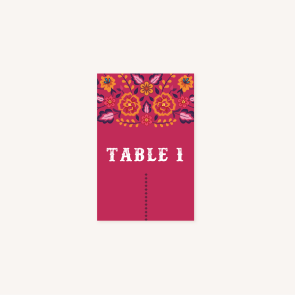 Nom de table fuchsia mariage mexico dia de los muertos mexique fiesta original colorful cinco de mayo