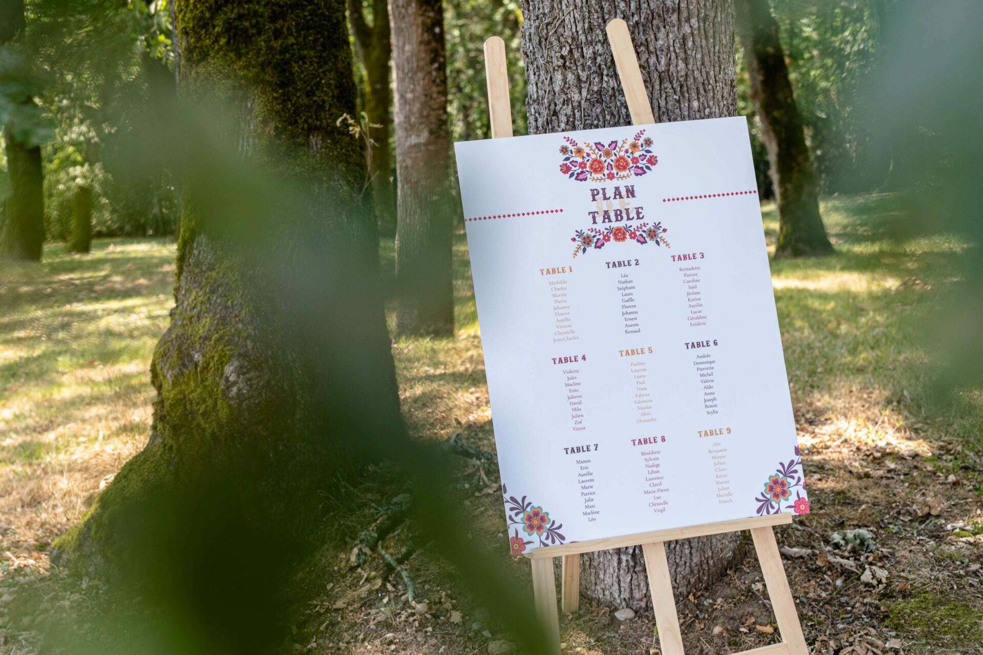 Panneau plan de table avec support bois mariage mexico dia de los muertos mexique fiesta original colorful cinco de mayo