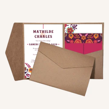 Pochette kraft faire-part mariage mexico dia de los muertos mexique fiesta original colorful cinco de mayo