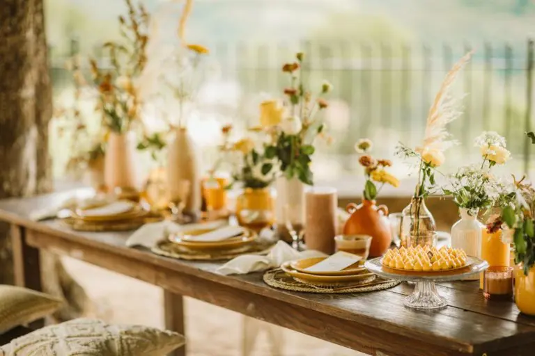 Faire-part mariage bohème naturel jaune moutarde vert
