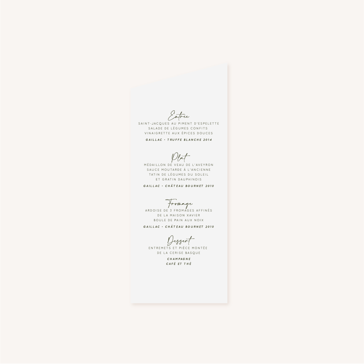 Menu mariage bohème naturel jaune moutarde vert