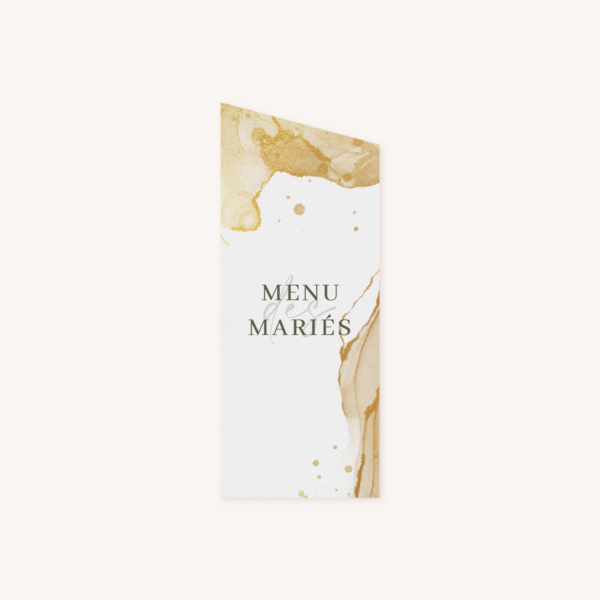 Menu mariage bohème naturel jaune moutarde vert