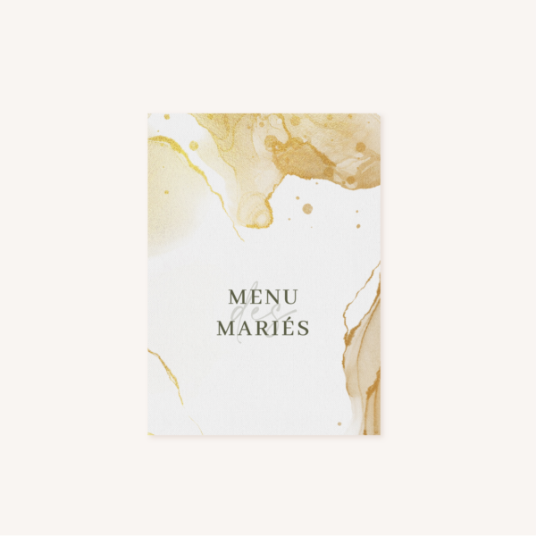 Menu mariage bohème naturel jaune moutarde vert