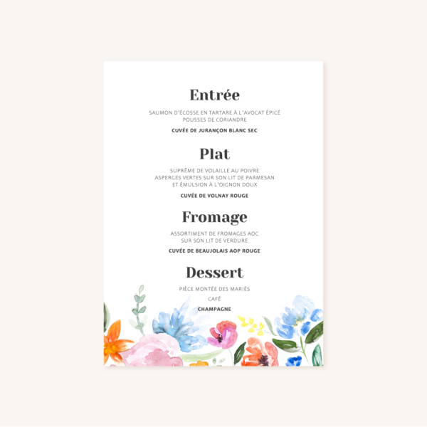 Faire-part mariage fleurs aquarelle mariage fleuris