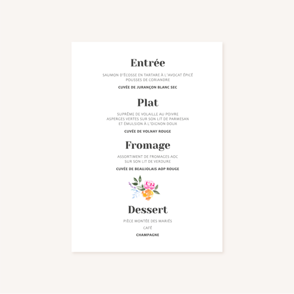 Faire-part mariage fleurs aquarelle mariage fleuris