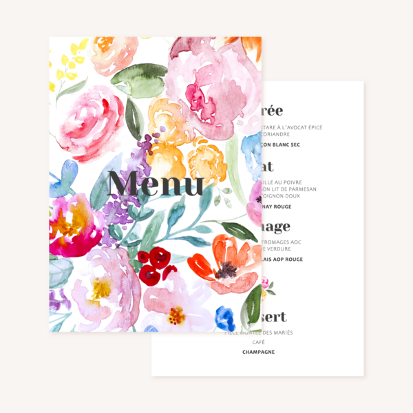 Faire-part mariage fleurs aquarelle mariage fleuris