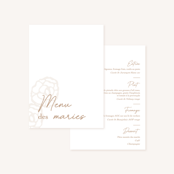 Menu mariage kraft dentelle champêtre