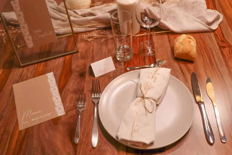 Menu mariage kraft dentelle champêtre