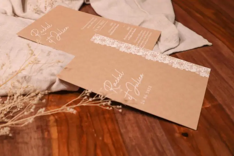 Faire-part mariage kraft dentelle champêtre