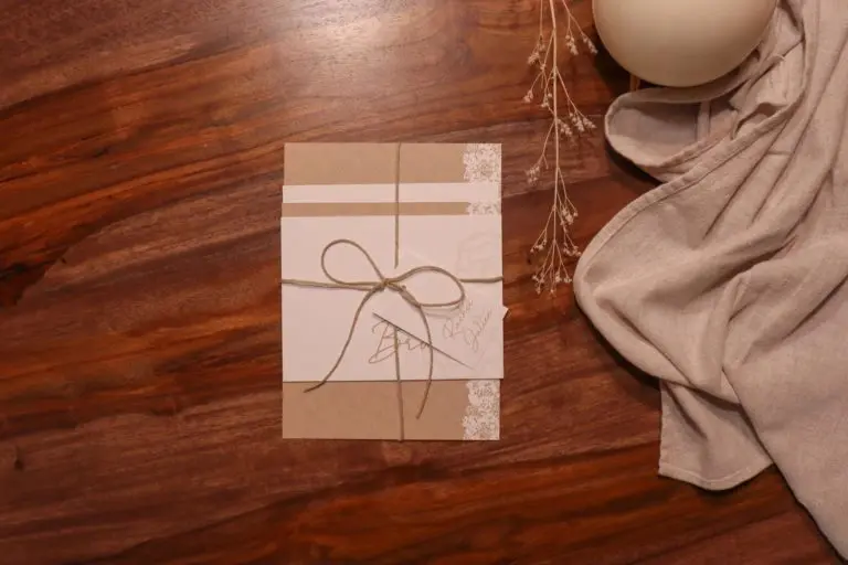 Faire-part mariage kraft dentelle champêtre