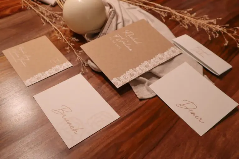 Faire-part mariage kraft dentelle champêtre