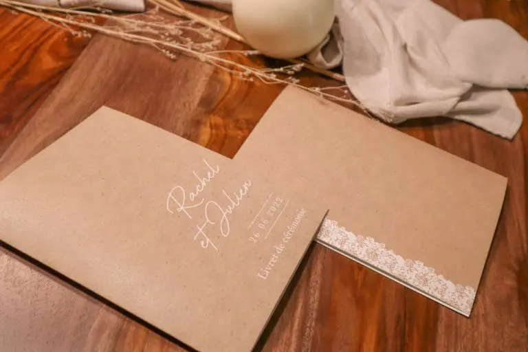 Livret de cérémonie mariage kraft dentelle champêtre