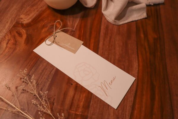 Menu individuel mariage kraft dentelle champêtre