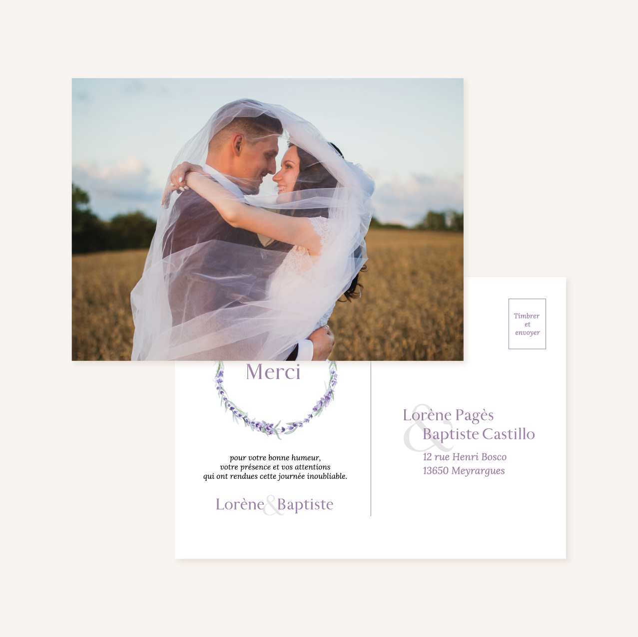 Faire-part provencal lavande provence faire-part mariage