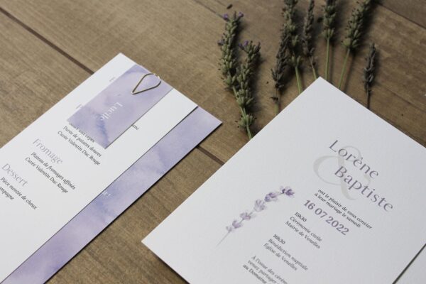 Faire-part lavande mariage provence provencal