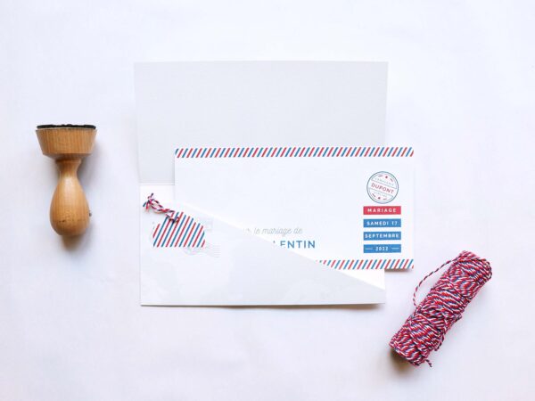 Faire-part mariage billet d'avion air mail