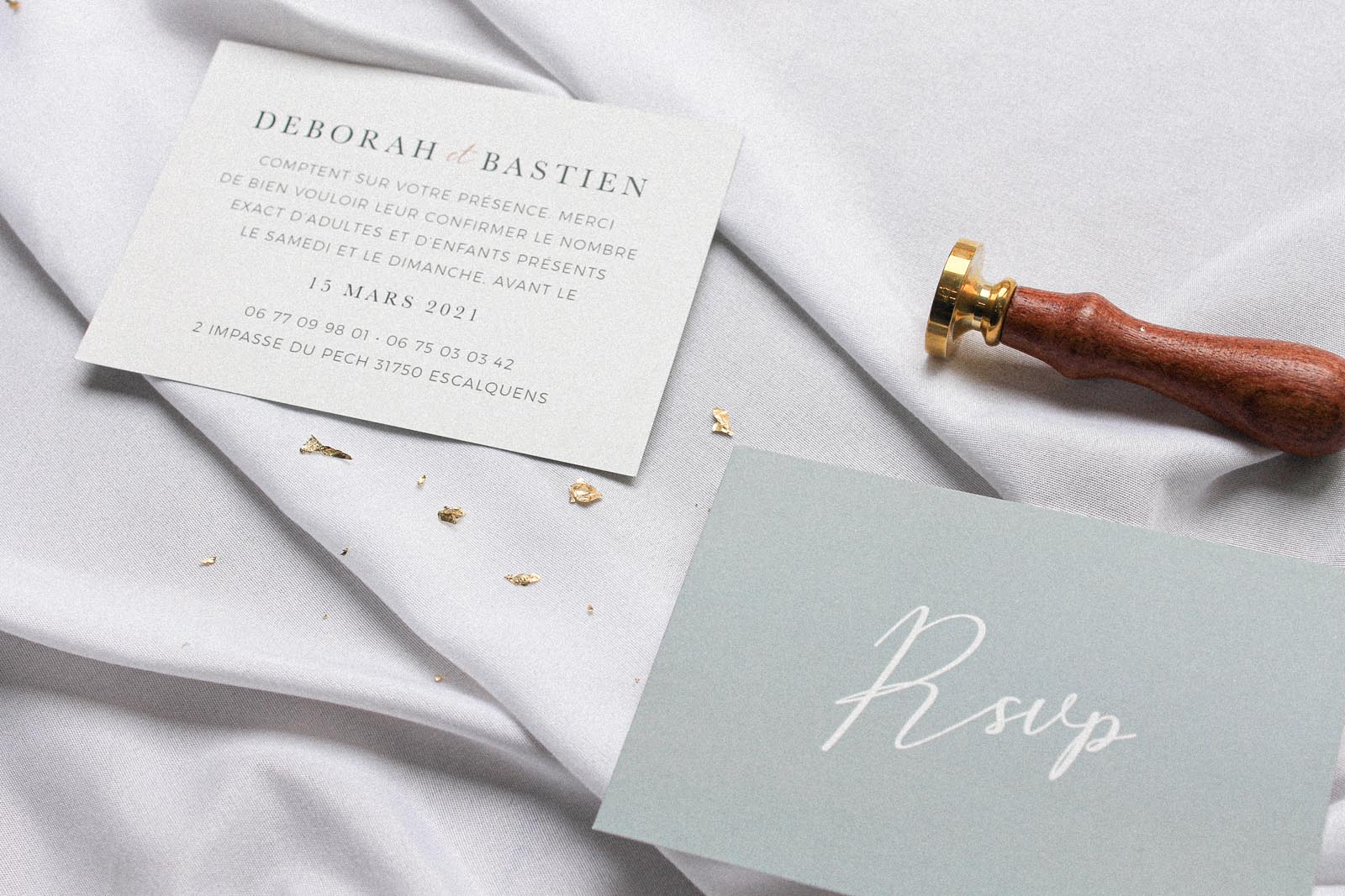 Faire-part mariage eucalyptus vegetal