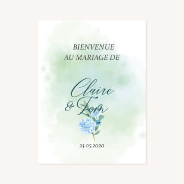 Faire-part mariage floral fleurs bleues hortensia papeterie jardin bleu