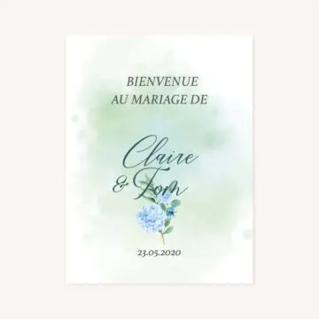 Faire-part mariage floral fleurs bleues hortensia papeterie jardin bleu