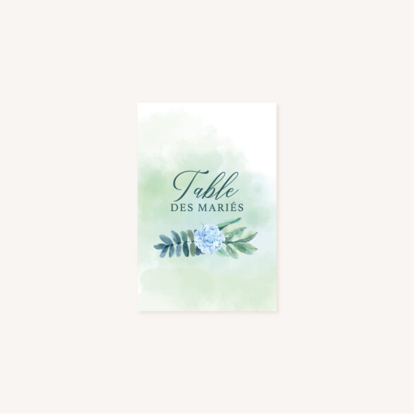 Faire-part mariage floral fleurs bleues hortensia papeterie jardin bleu