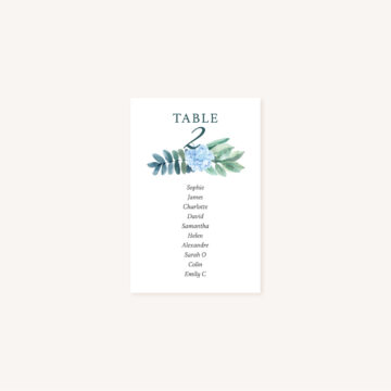 Faire-part mariage floral fleurs bleues hortensia papeterie jardin bleu