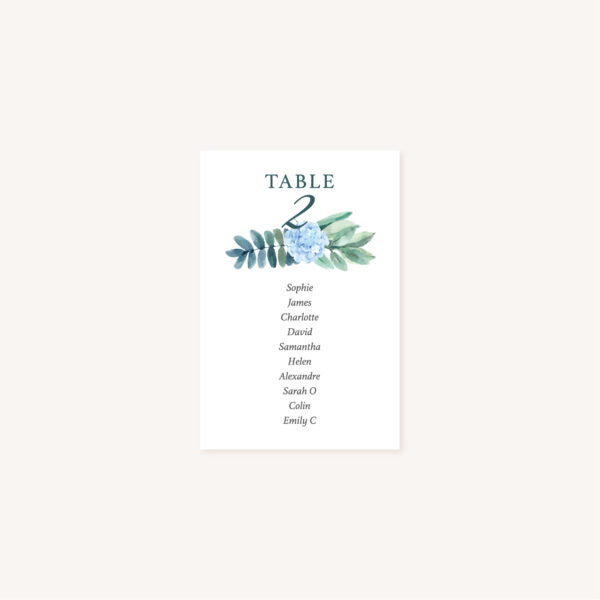 Faire-part mariage floral fleurs bleues hortensia papeterie jardin bleu