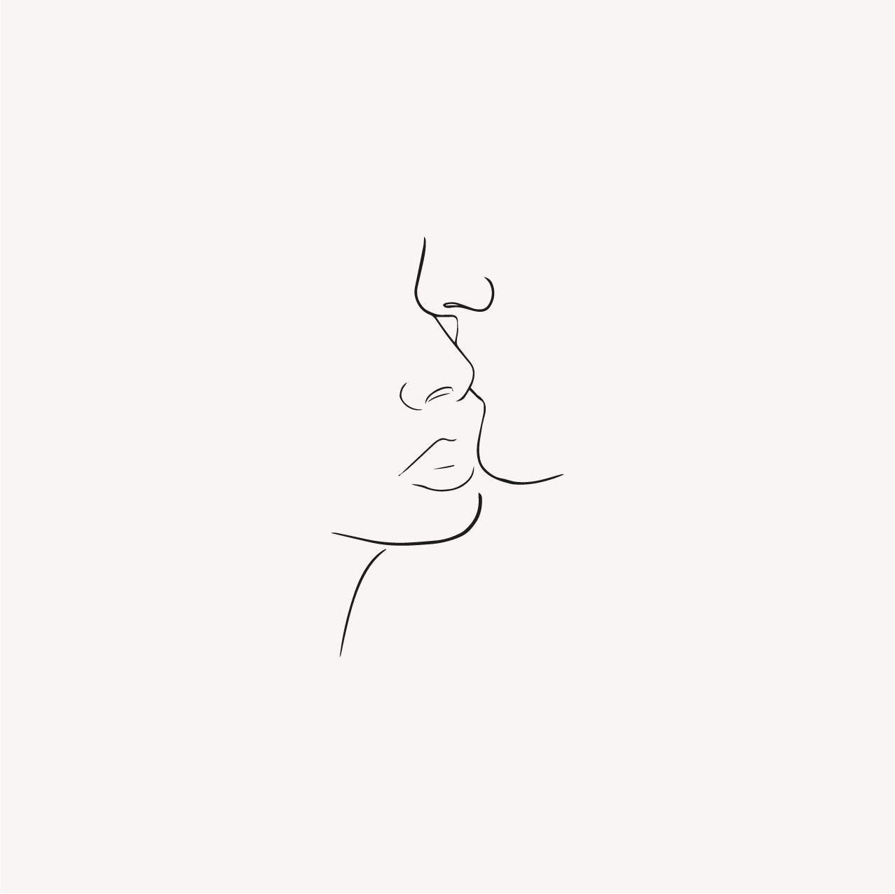 Faire-part mariage one line art visages couple blanc