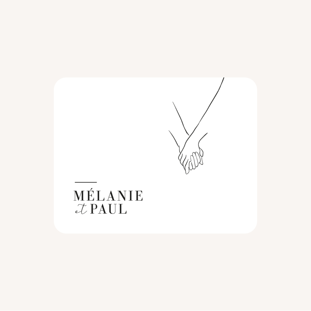 Faire-part mariage one line art visages couple blanc