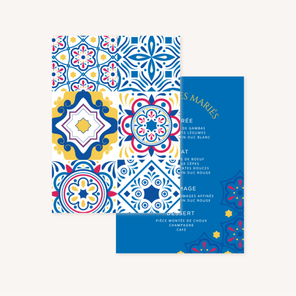 Faire-part mariage portugais portugal azulejos motif carreaux ciment portugais