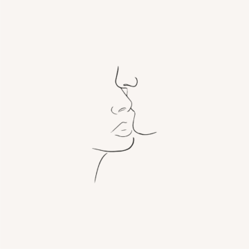 Faire-part mariage terracotta one line art visages couple