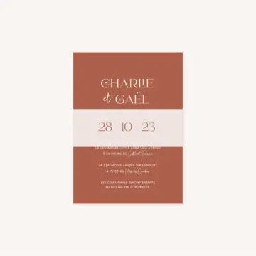 Faire-part mariage couleur terracotta automne