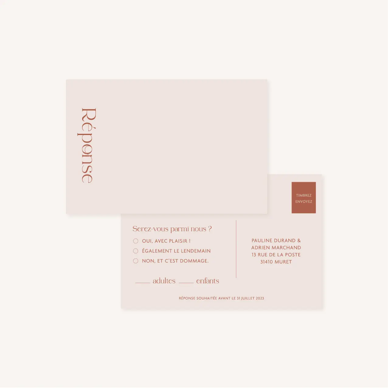 Faire-part mariage couleur terracotta automne
