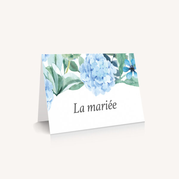 Faire-part mariage floral fleurs bleues hortensia papeterie jardin bleu