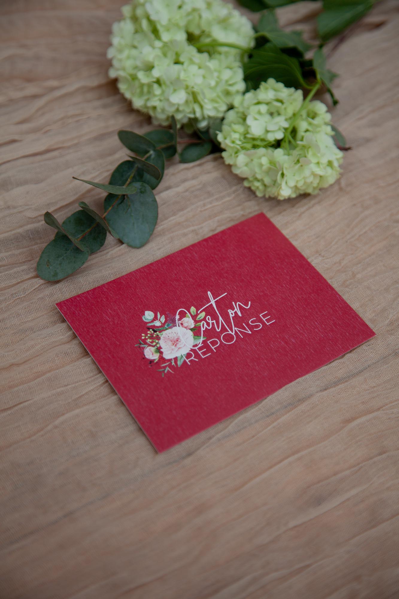 Faire-part mariage fleur pivoine rose rouge