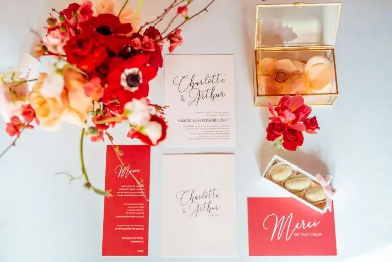 Faire-part mariage papeterie amour rose rouge