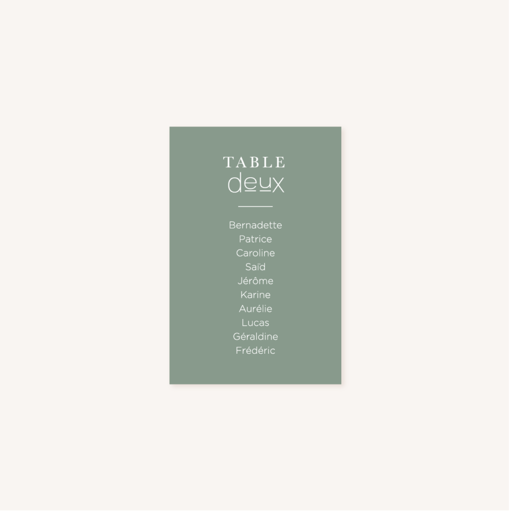 Mariage décoration papeterie table minimalist vert épuré