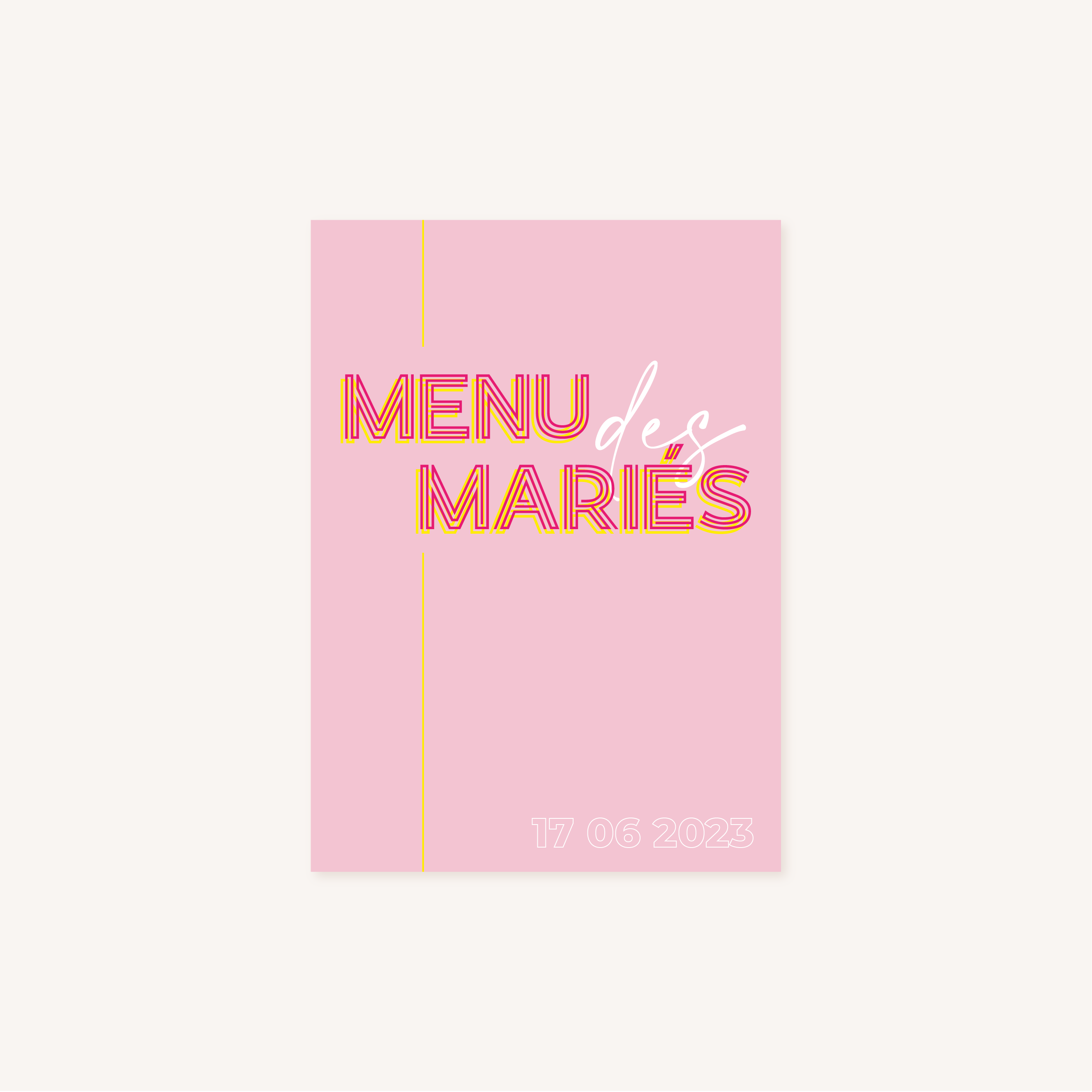 Menu mariage néon rose clair