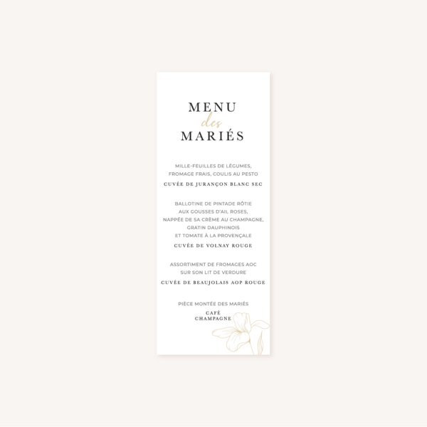 Menu individuel faire-part eucalyptus vegetal nature mariage