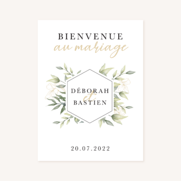 Bienvenue faire-part eucalyptus vegetal nature mariage