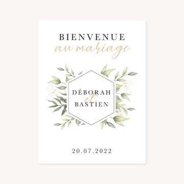Bienvenue faire-part eucalyptus vegetal nature mariage