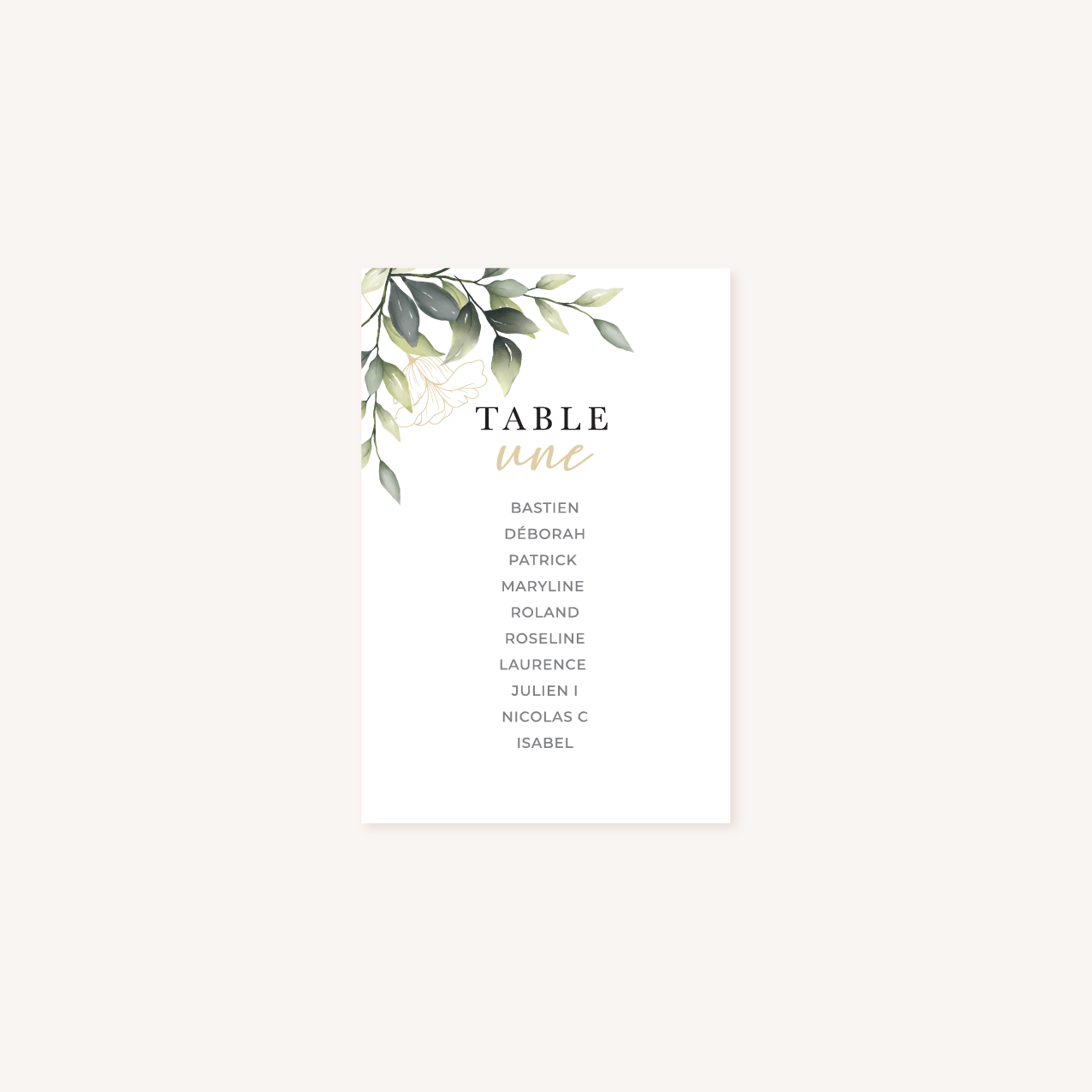 Plan de table faire-part eucalyptus vegetal nature mariage