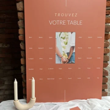 panneau mariage animation découverte photo cachée magnet magnétique terracotta