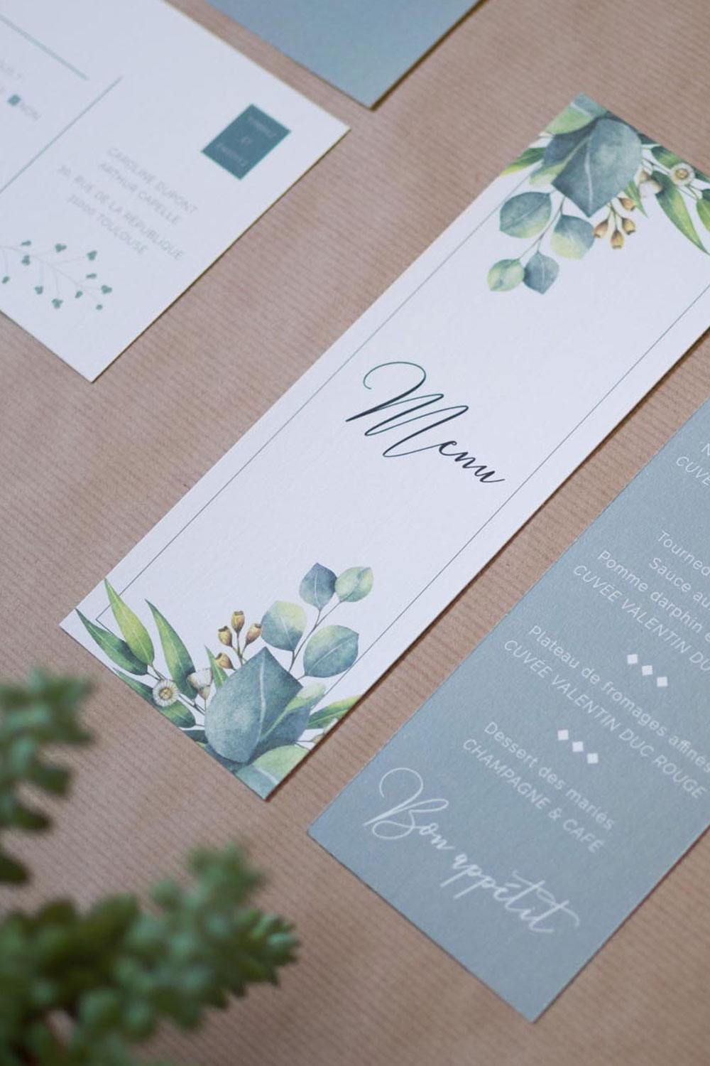 Faire-part Eucalyptus romantique