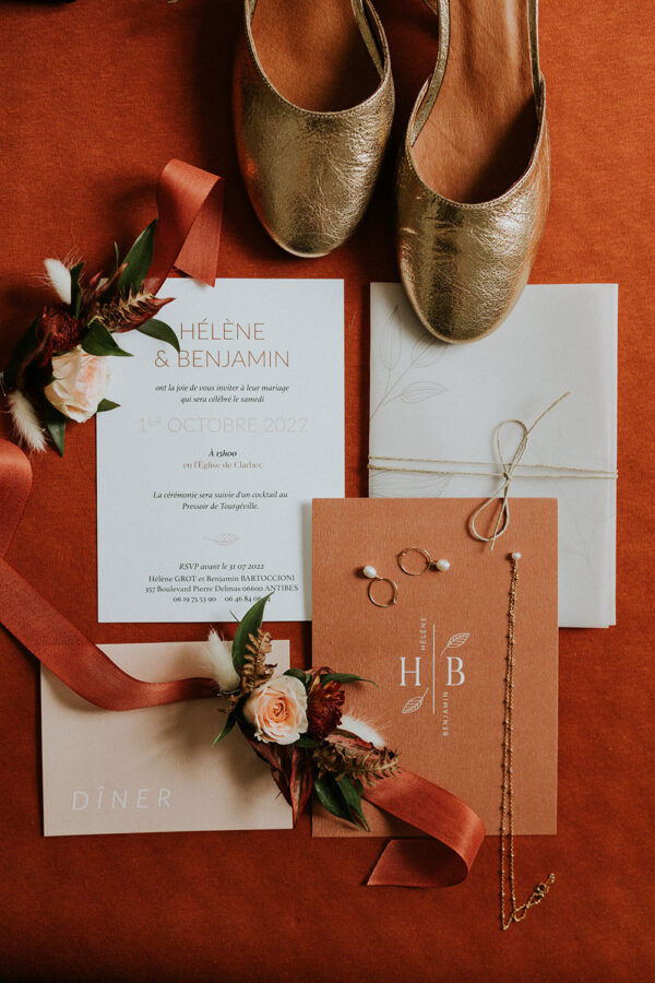 Faire-part mariage terracotta